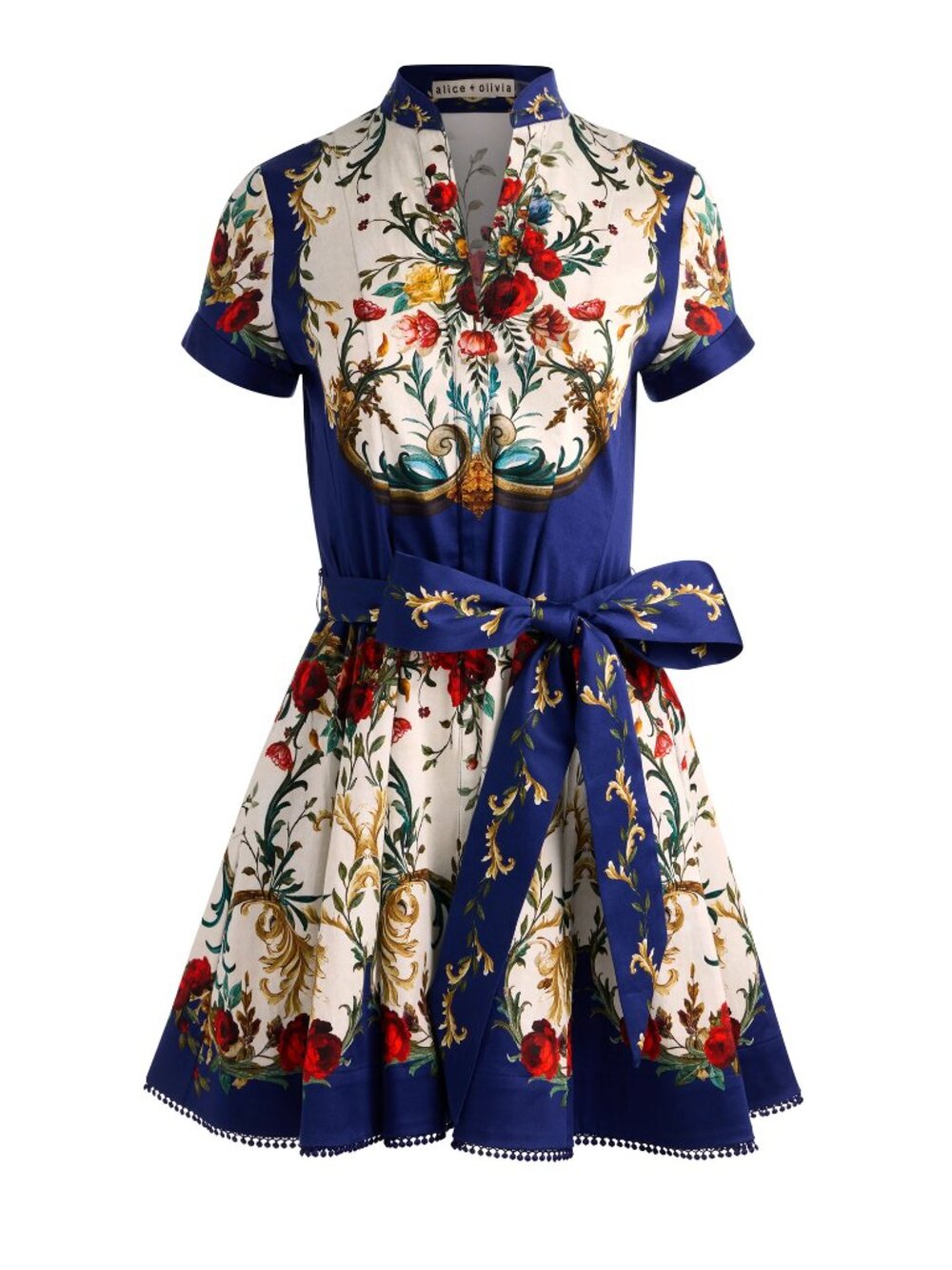 Alice and Olivia Lucy Short Sleeve Mini Shirt Dress w/Tie Belt - Picture 3 of 10
